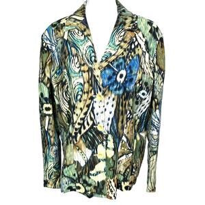 CHICO'S NWT Women's 3 XL Button Up Light‎ Jacket Floral Colorful Art Career Boho